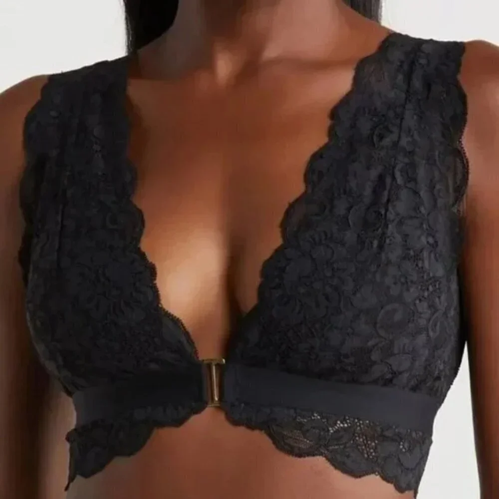 NWT $58 HAH Got Ur Back Bra in Noir Black Lace Coquette Dark Romantic Sz XS